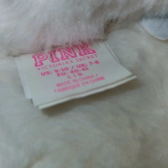 PINK VS Fuzzy Slipper size Large(9/10) New - Picture 6 of 8